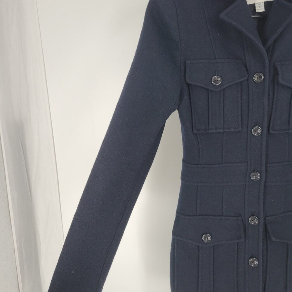 Omo Norma Kamali Navy Button Down Pocket Wool Silk Coat 8 - Picture 3 of 9